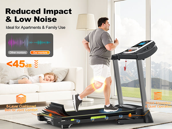 3.5  Portable Foldable Treadmill With Handles  Slope Home Walking Running Treadmill 0.5-7.5 MPH 330 Lb Weight Capacity