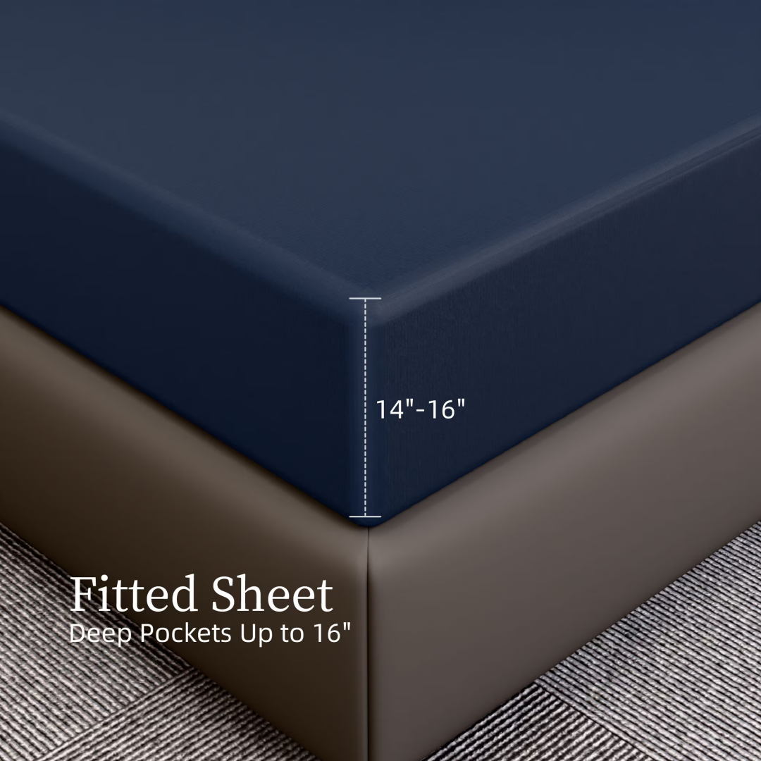 Bedding Queen Bed Sheets Set - 4 Piece Bedding - Brushed Microfiber - Shrinkage And Fade Resistant - Easy Care Queen, Navy Blue
