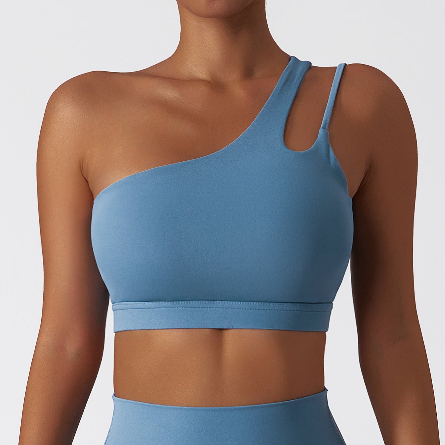 Oblique One-shoulder Beauty Back Yoga Bra Nude Feel Sports Underwear Irregular Shoulder Strap