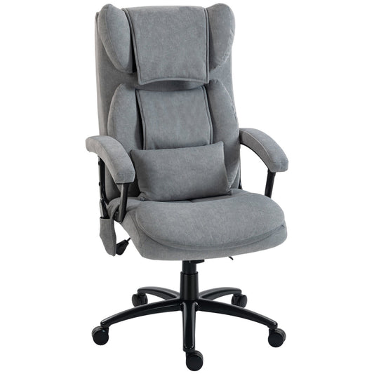 Ergonomischer Massage-Bürostuhl Mit 4 Knetpunkten, Chefsessel Mit Hoher Butterfly-Rückenlehne, Breitem Sitz, Grau