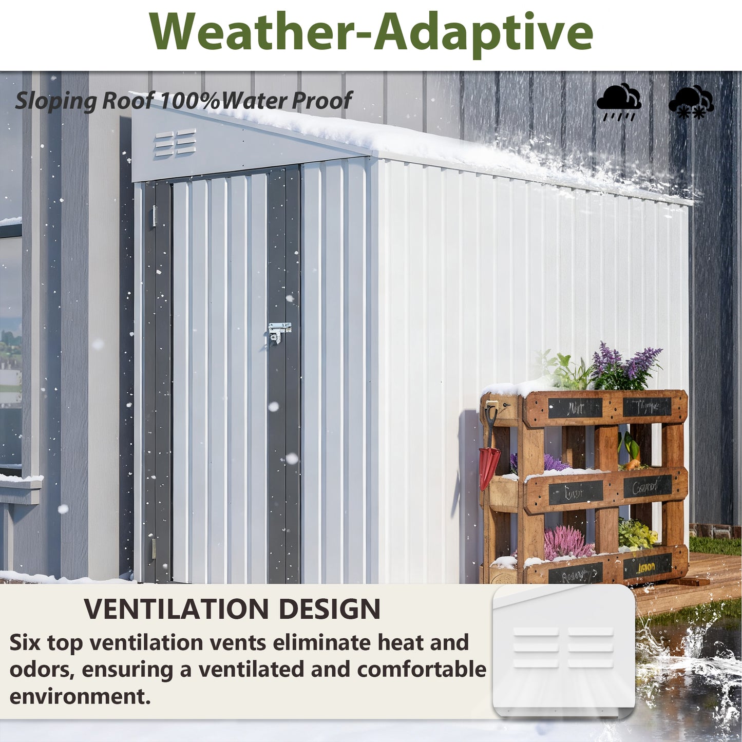 White 4  X 7  Lean-To Storage Shed, Heavy-Duty Metal Outdoor Garden & Bike Shed With Lockable Door, Easy Assembly  Storage Solution