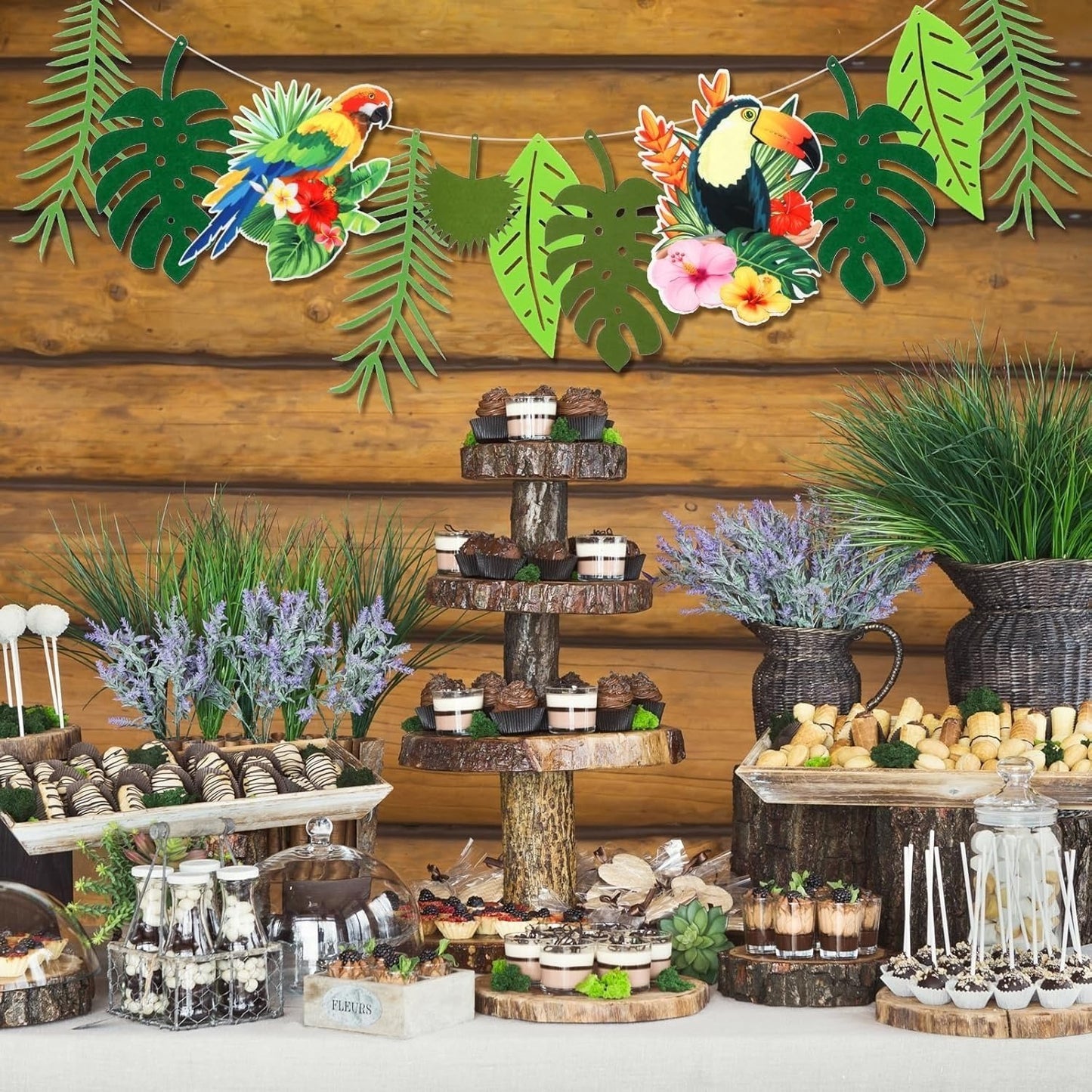 3-Piece Tropical Leaves Banner, Large Hawaiian Felt Leaves Garland, Summery Party Decoration With Palm Leaves, Exotic Foliage Garland For Luau And Beach Parties – Party Accessories Set