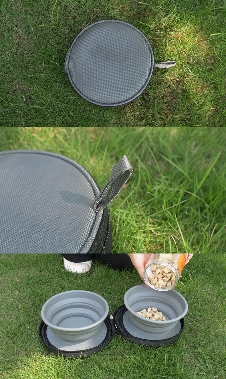 Pet Bowl Outdoor Drinking Water Feeding Folding Tableware Set