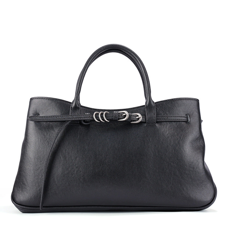 First-layer Vegetable-tanned Leather Bag Korean-style Minimalist Commuter Handbag