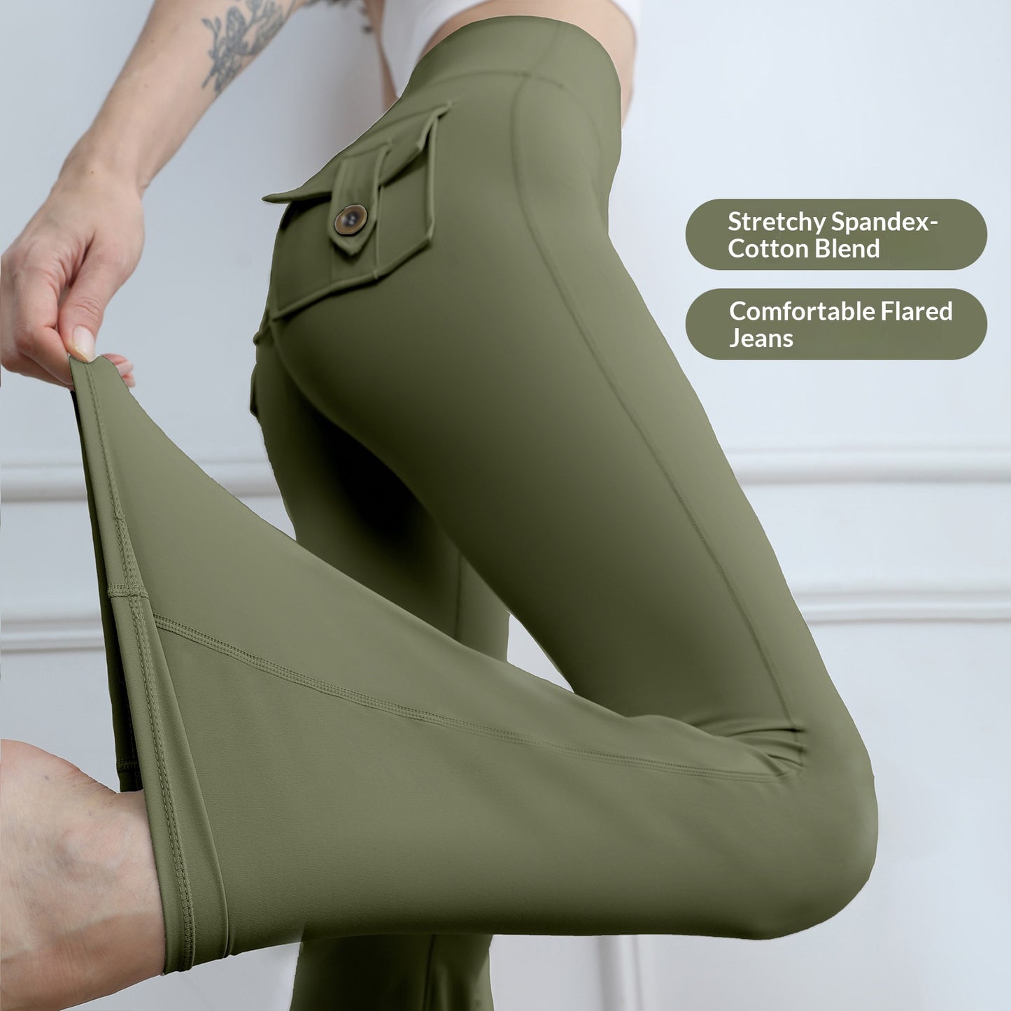 Women's High-Waisted Cargo Pocket Peach Butt Yoga Pants For Autumn And Winter, European & American Style, Stretchy Lifting Butt Quick-Dry Athletic Leggings For Running And Fitness