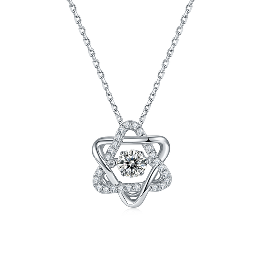 S925 Sterling Silver 0.5ct D Color VVS1 Moissanite Star Of Hexagram Necklace 45cm Platinum Plated GRA Certified Gift Box