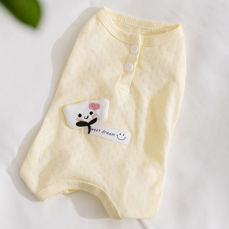 Spring And Summer Dogs, Small And Medium-sized Dogs, Simple And Fashionable Fabric Label Baby Belly Clothes, Cat Four-legged Air-conditioned Suits, Pet Clothes