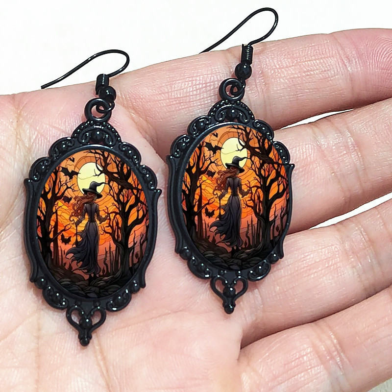 Beauty Black-frame Metal Earrings