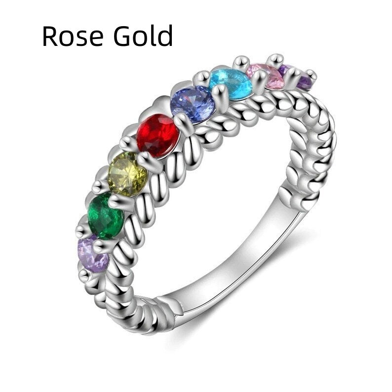 12-color Birthstone Fashion Ring