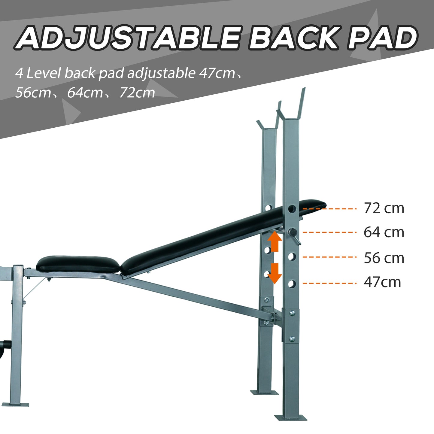 4-Levels Adjustable Weight Bench Fitness Equipment With Barbell Rack-Black