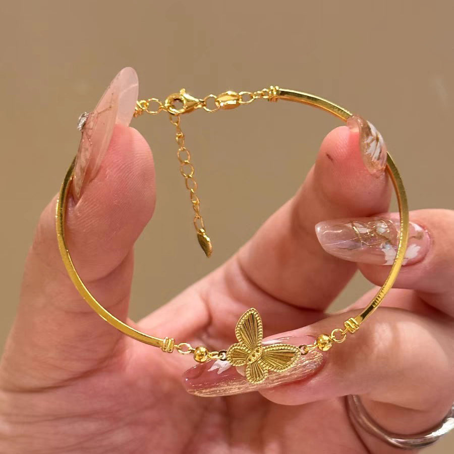 1pc 999 Sterling Silver Honeycomb Butterfly Bangle Bracelet, Luxurious Minimalist Style, Perfect For Daily Wear, Dates & Valentine's Gifts