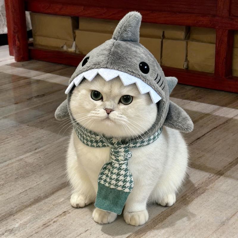 Warm Pet Cat Shark Headgear