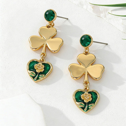 New Fashion Floral Heart Dangle Earrings For Women, Niche Unique Light Luxury High-End Temperament Elegant Daily Ear Jewelry