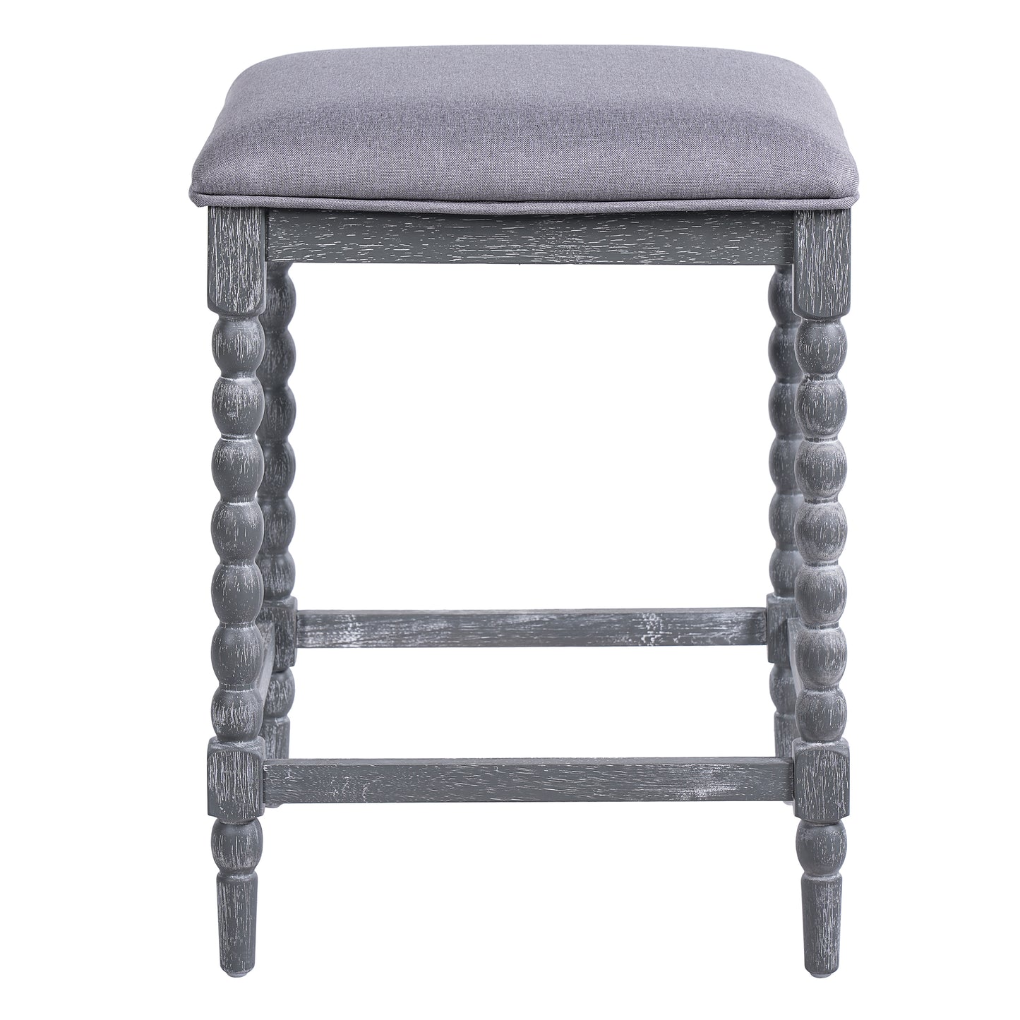 26Counter Stools,Set Of 4 With Upholstered Seat, Solid Acacia Wood Frame, Foam-Padded Seat, Open Airy Design For Kitchen Island And Bar, Gray