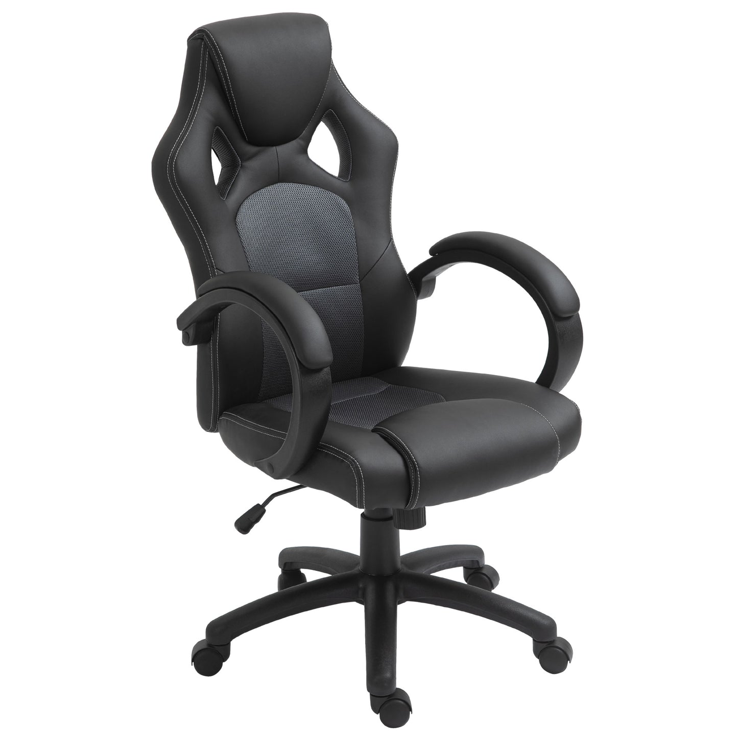 Vinsetto Office Chair Faux Leather Swivel Computer Desk Chair For Home Office With Wheels Armrests Black