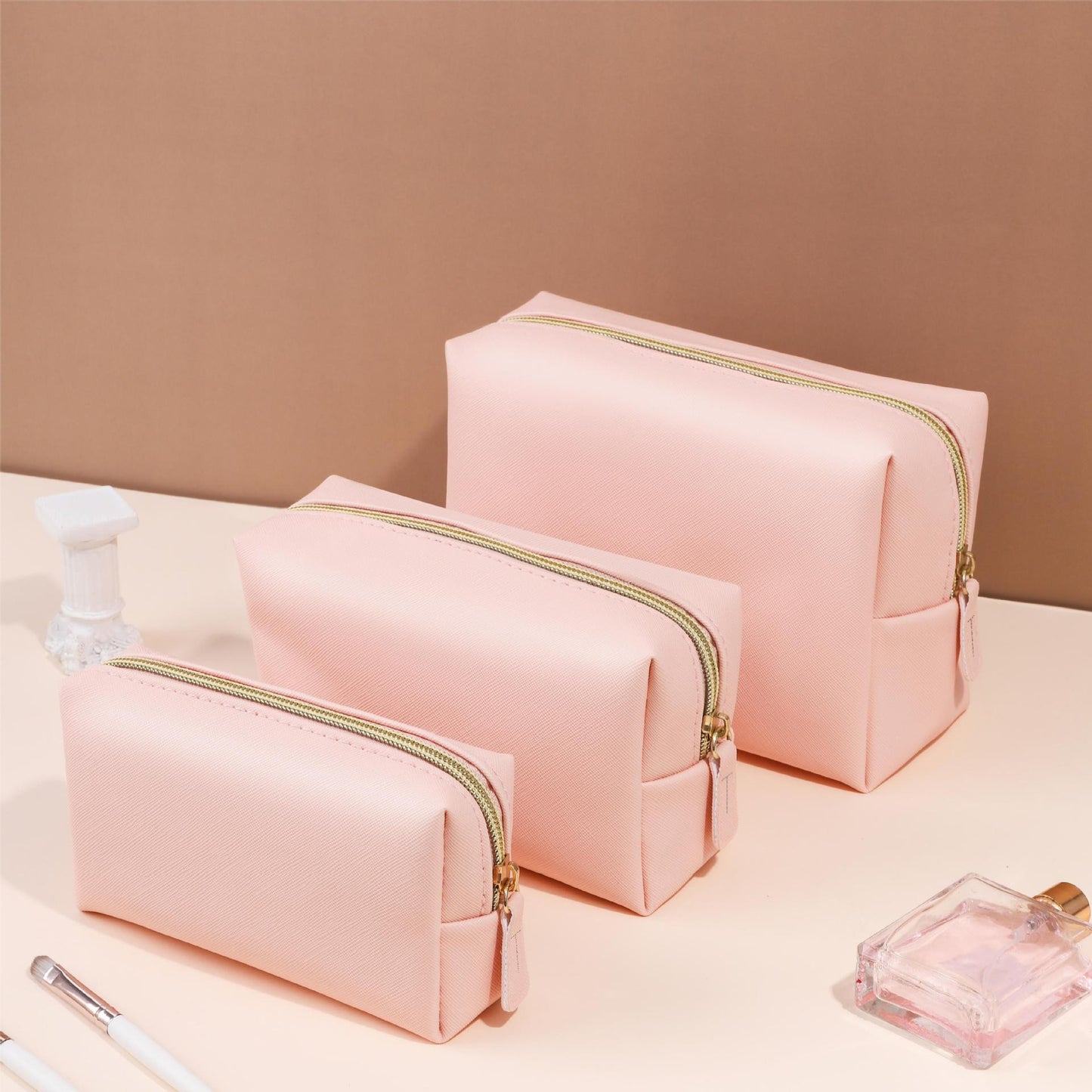 Solid-color Portable Large-capacity Minimalist Makeup Bag