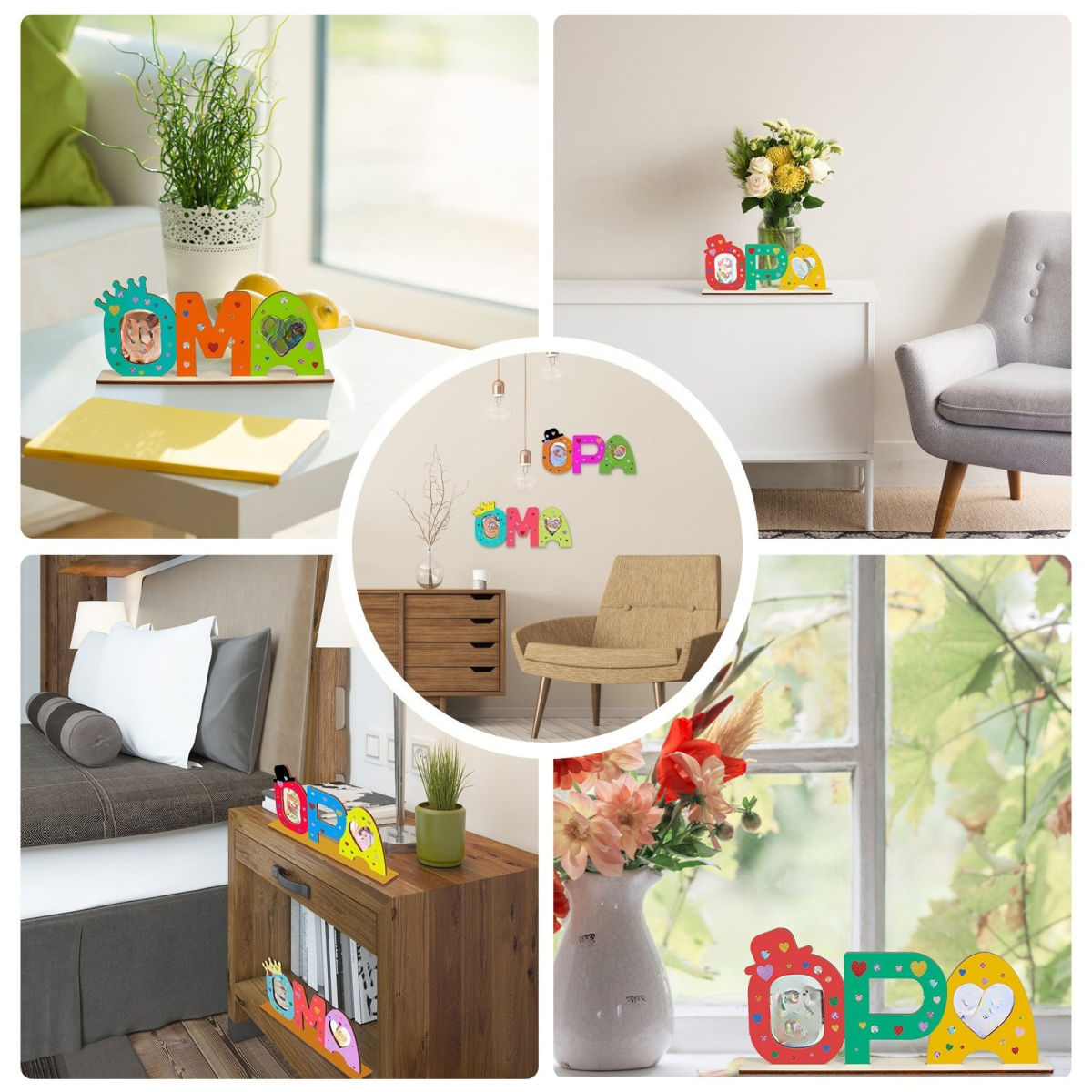 24-piece DIY Wooden Sign Gift Set With “OMA OPA” Lettering, 20 Glitter Hearts, Paintbrushes, And Craft Supplies—Party Accessories Set