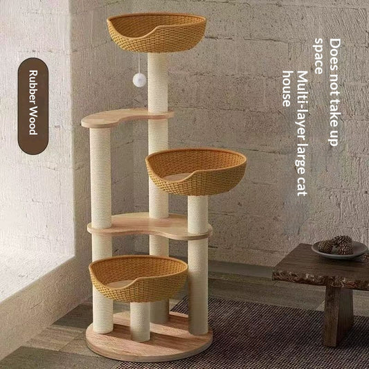 Home Upgrade Solid Wood Post Cat Climbing Tree