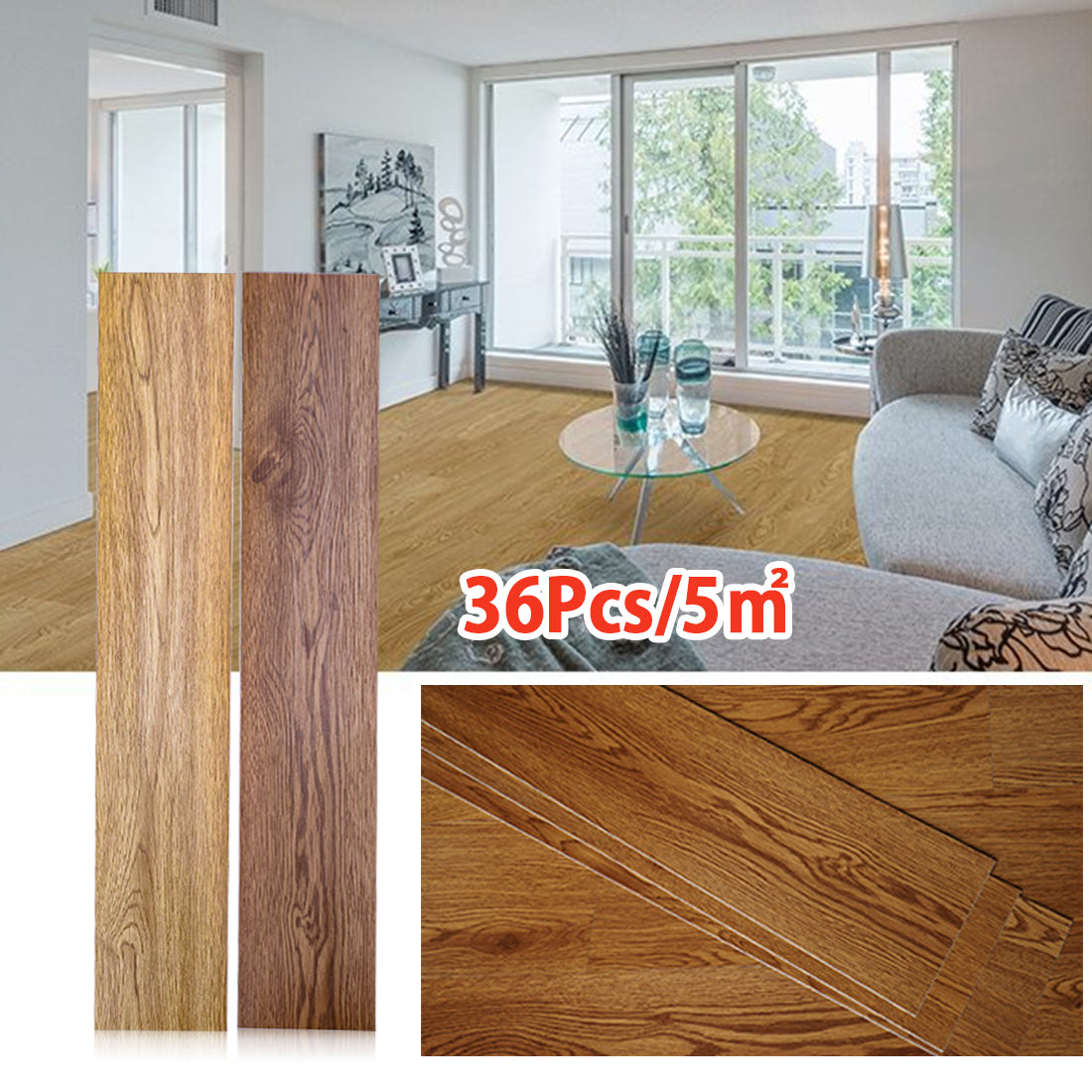 5m Floor Planks Tiles Self Adhesive Wood Effect Vinyl Flooring Kitchen Bathroom UK NEW