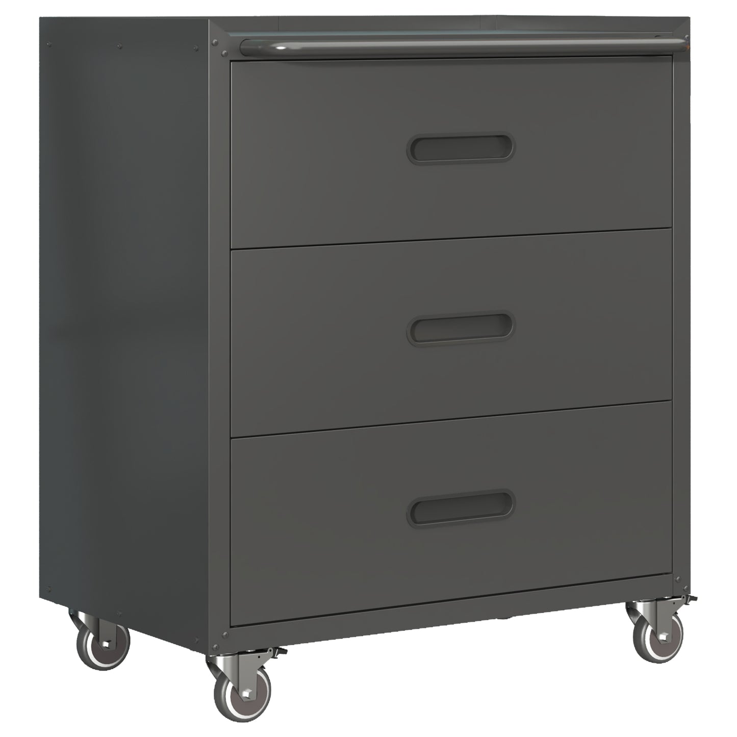 Heavy-Duty Metal Storage Cabinet With Wheels - 3 Drawer Tool Cabinet For Garage, Office, And Home Organizer Solutions, Black Gray