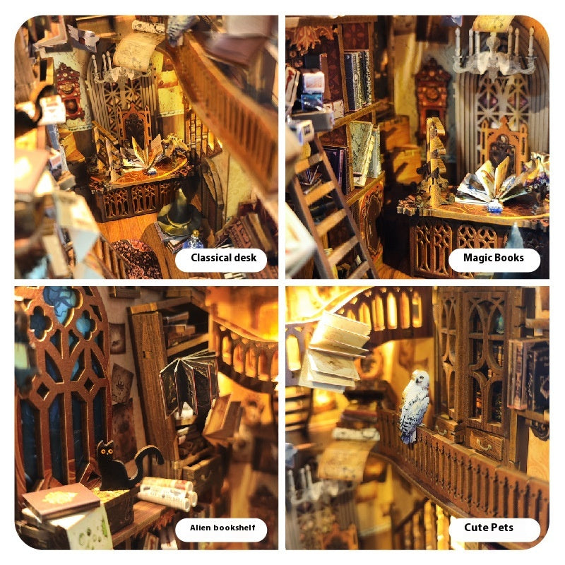 Magic World 3d Diy Cottage Hand-assembled Book Stand Desktop Model Toys For Holiday Gifts