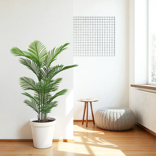 Artificial Areca Palm Plant, 5.2ft Tall Faux Tropical Dypsis Lutescens Tree in Pot for Indoor or Outdoor Home, Office, or Garden Decoration, 2pcs/set