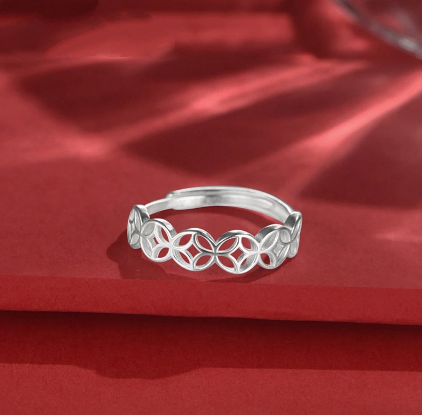 1pc 999 Sterling Silver Hollow Coin Open Ring, Retro Lucky Charm Style, Perfect For Daily Wear & Valentine's Day Gift