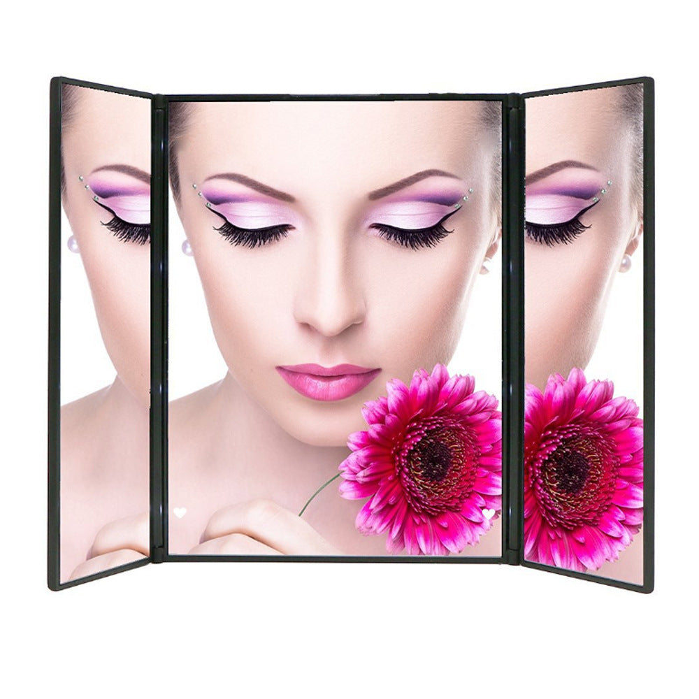 Three-fold Makeup Mirror Portable Desktop Bracket Folding LED Mirror