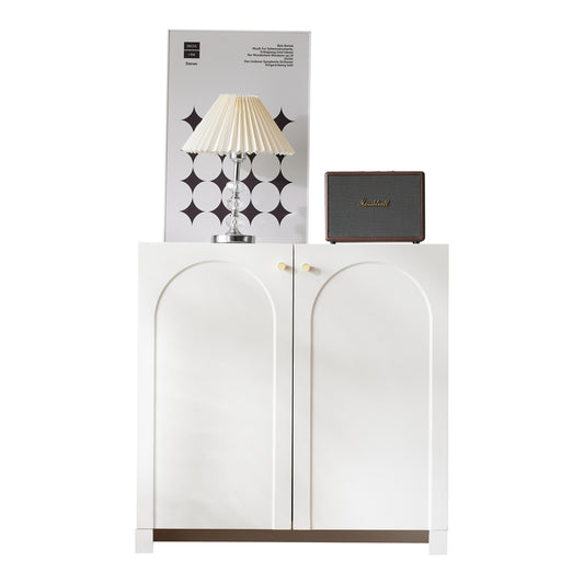 Storage Cabinet With 2 Doors, Wooden Buffet Sideboard With Adjustable Shelf And Metal Handles, Freestanding Kitchen Cupboard For Living Room, Dining Room And Hallway, White, 80 X 40 X 80 Cm