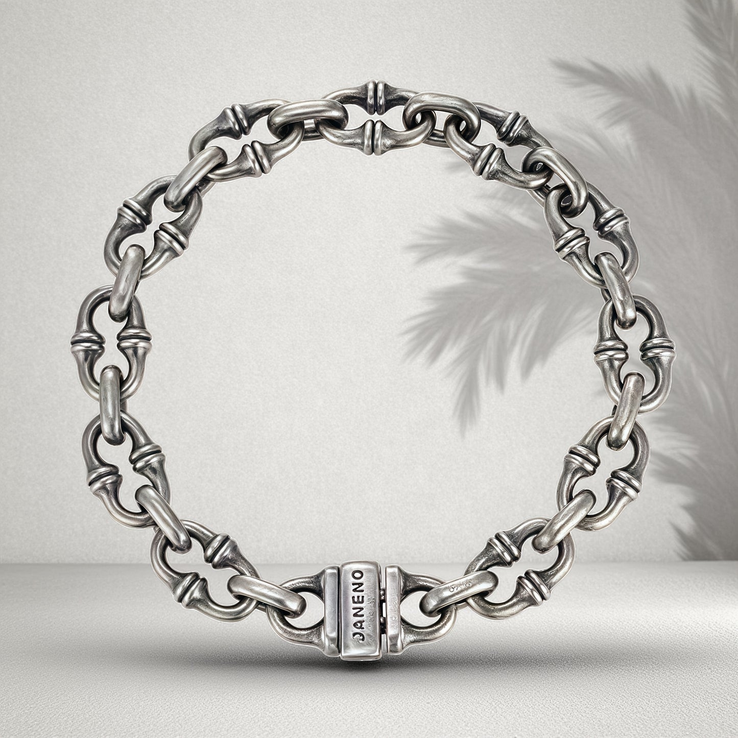 Vintage Horseshoe Link Heavy Chain Bracelet For Men, Copper Plated Silver Engraved  Push Lock Biker Punk Thick Wrist Jewelry Gift