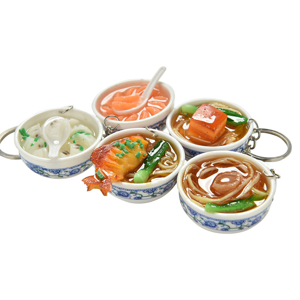 Artificial Food Pendant PVC Egg Noodle Keychain