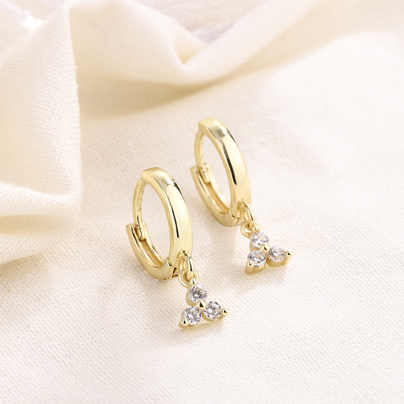 Korean-style Elegant Stone-Inlaid Earring Set Of Four Styles