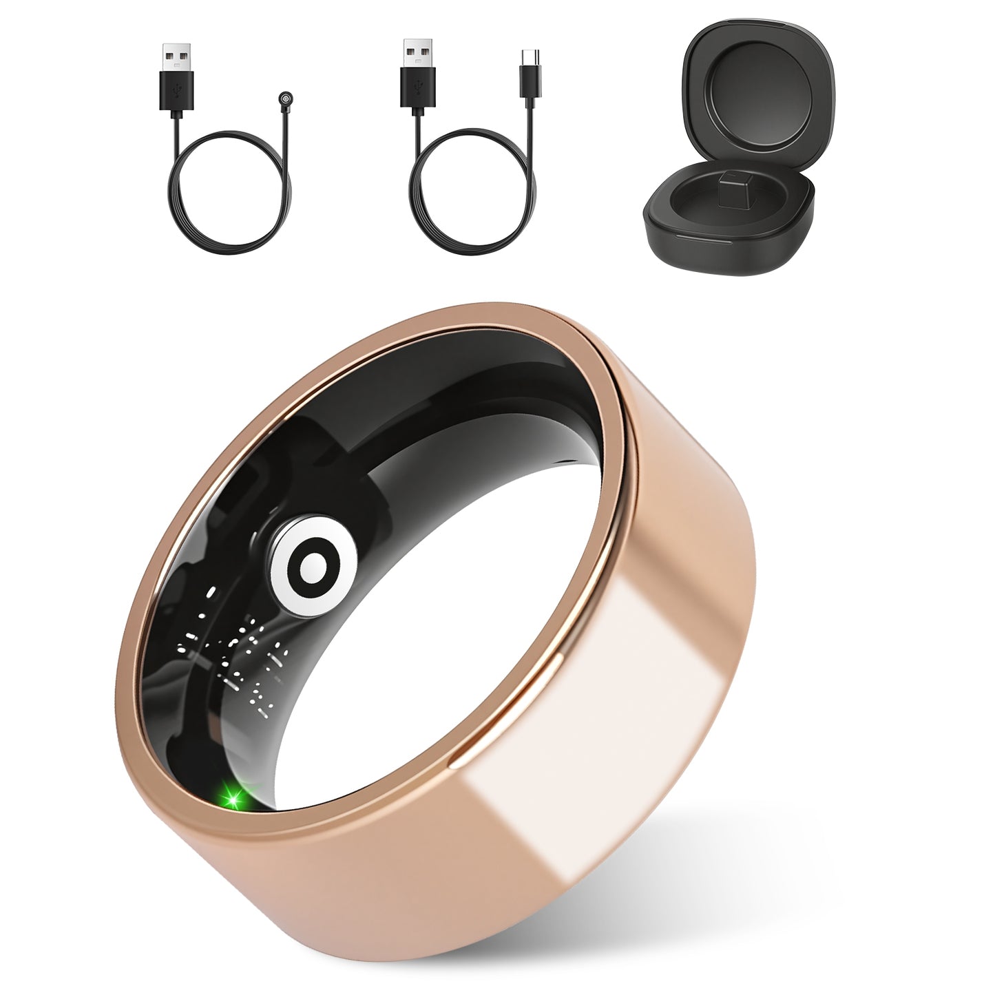 Smart Ring Health Tracker Fitness Sleep Stress HRV Tracker With Charging Case Magnetic Charging Cable For Women & Men Compatible With IOS & Android 7-Day Battery Life Size7 Size8 Size9 Size10