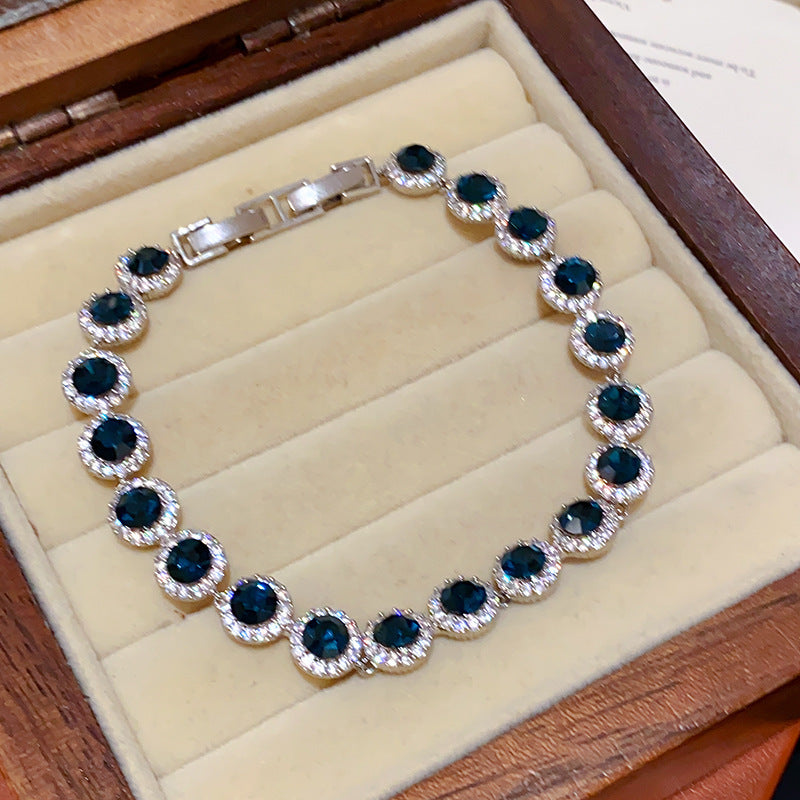 Parisian Style Oval CZ Bracelet Elegant Dainty Bangle For Bridesmaid Wedding Jewelry Gift