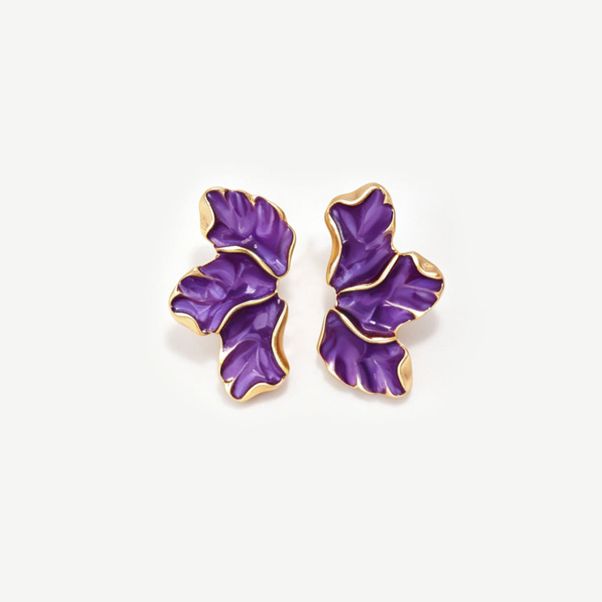New Enamel Three-leaf Petal Stud Earrings, Versatile Elegant Niche Unique Light Luxury Premium Texture Ear Jewelry For Women
