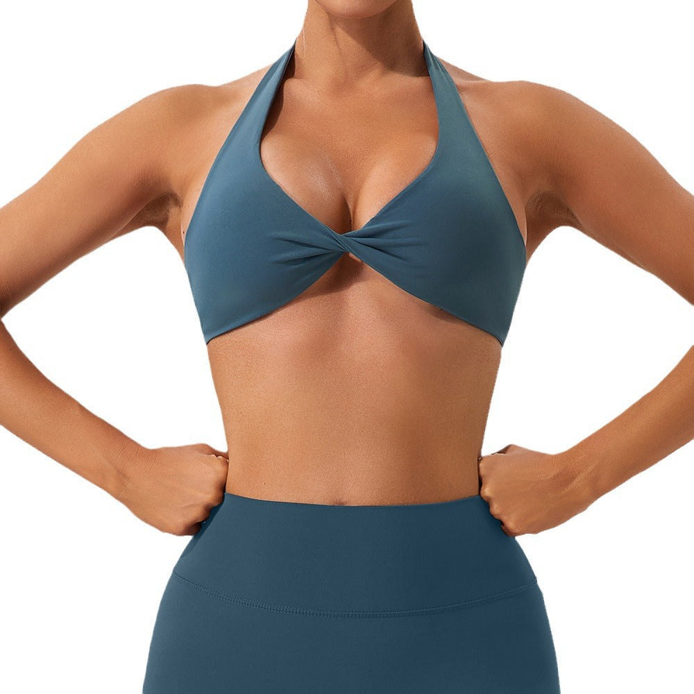 Nude Feel Breathable Halter Beauty Back Yoga Bra Tight Fitness Top