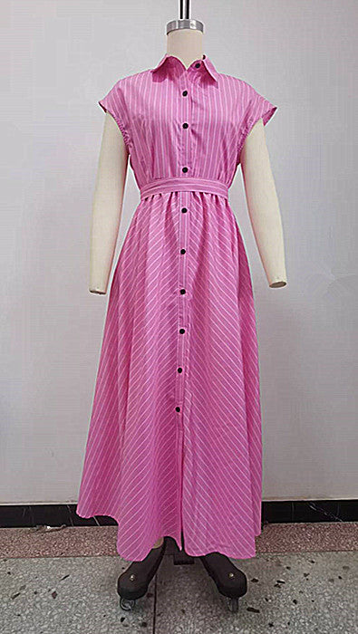Retro Womens Fashion Striped Short-sleeve Dress