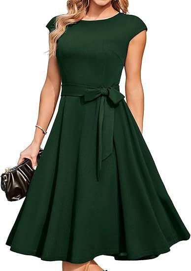 Womens Retro Tea Party Mid-Length Dress