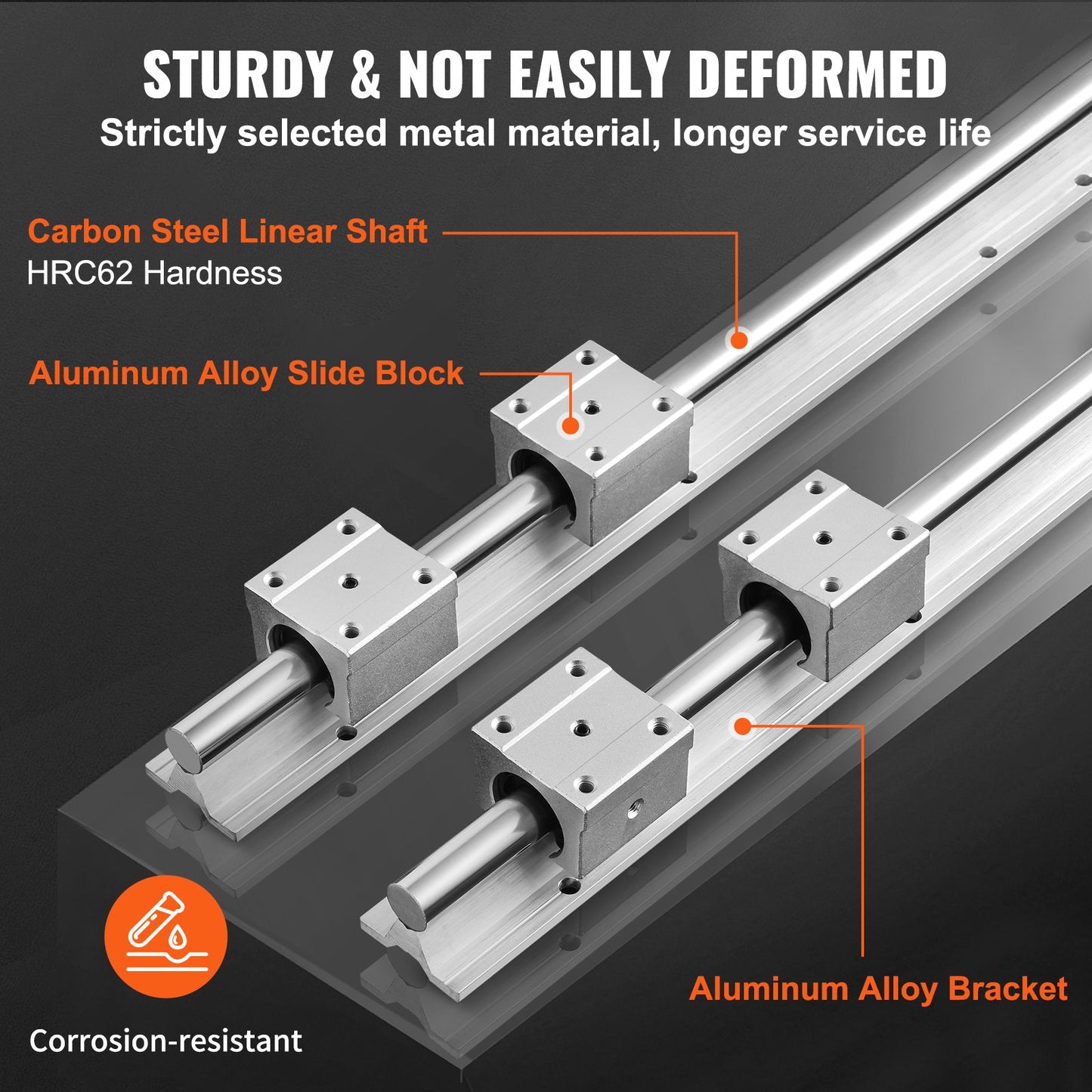 SBR20 1200mm Linear Guide Set, Comes With Two 47.2-inch SBR20 Rails And Four SBR20UU Bearings, Perfect For Crafting CNC Routers And Automation Equipment