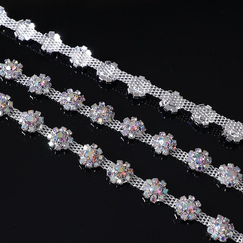 Chain Accessories Rhinestone Chain DIY Jewelry Soldered Chain Floral Design