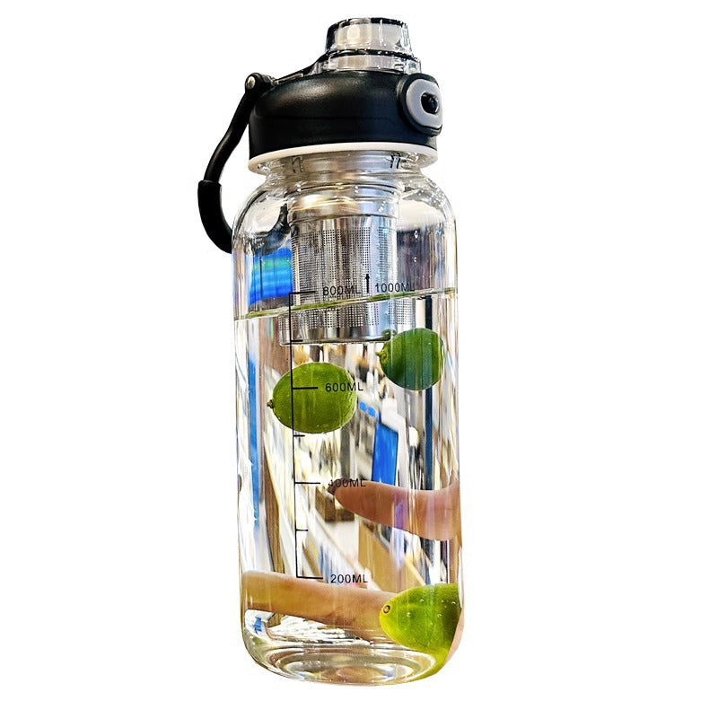 Extra-large Glass Cup With A Tea-water Separation Compartment