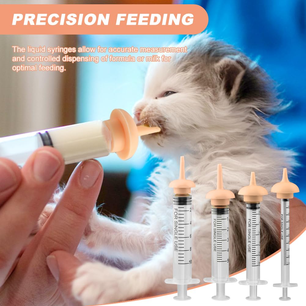 Pet Nursing Kit, Newborn Cat Bottle Feeding Set, For Newborn Puppies, Kitten, Other Small Animals,with Silicone Nursing Nipples, Formula Dispenser,Liquid Syringes,Measuring Cup&Cleaning Brush