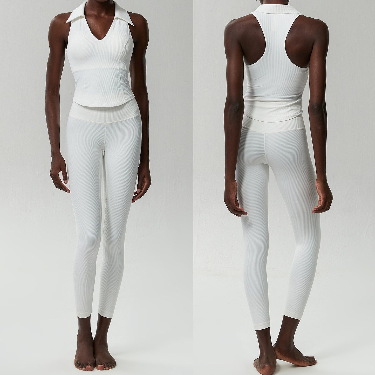 Women's Tight Large Size V-neck Sports Fitness Yoga Wear Two-piece Set