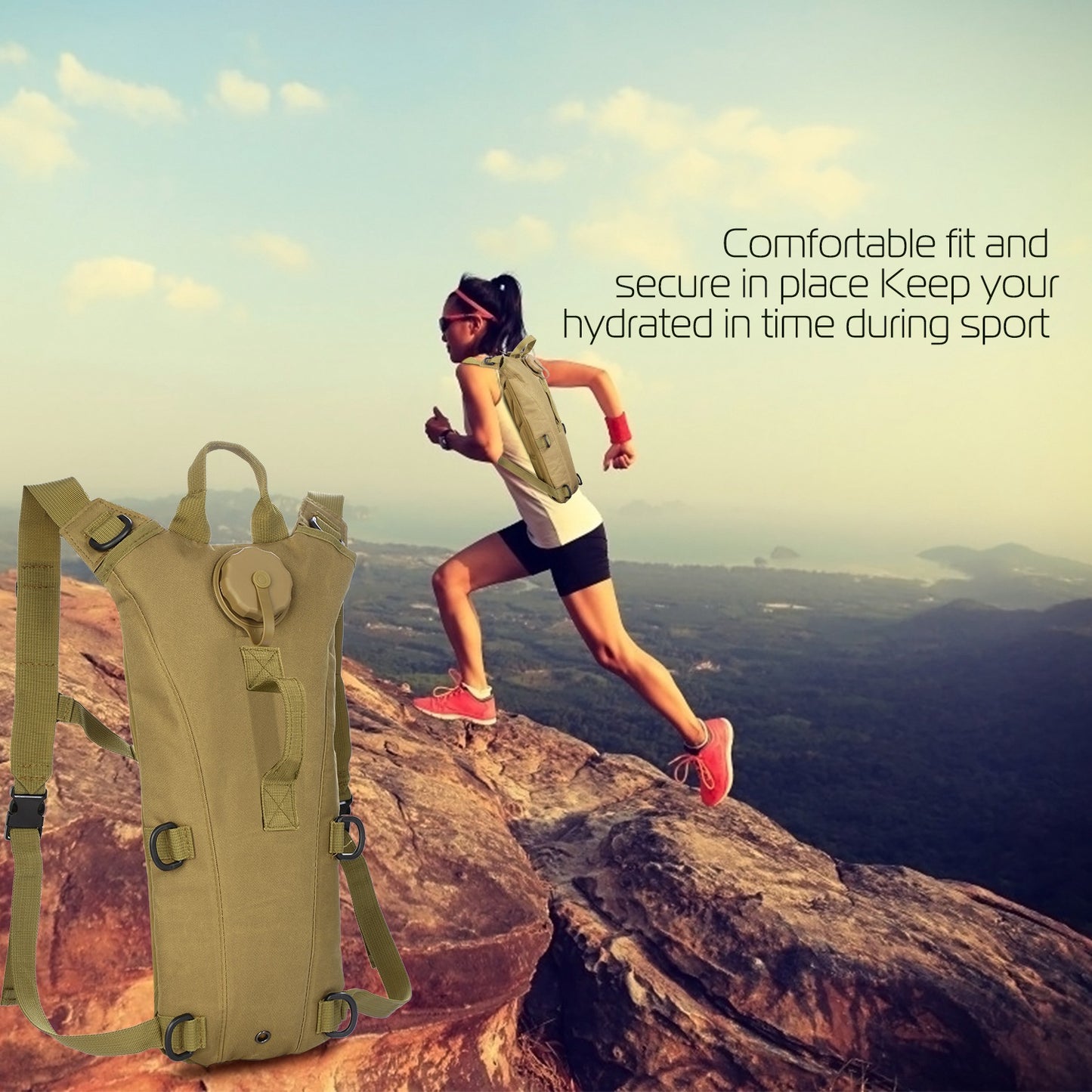 1Pc 3L Tactical Hydration Pack  Water Bladder Adjustable Water Drink Backpack For Hiking Cycling Climbing Running
