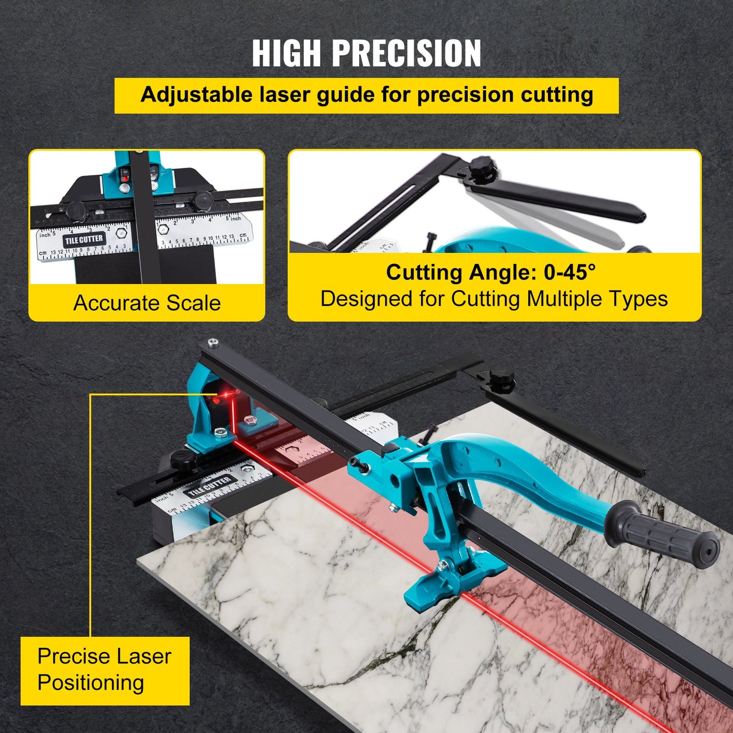40 Inch Tile Cutter Single Rail Double Brackets Manual Tile Cutter 3/5 In Cap With Precise Laser Manual Tile Cutter Tools For Precision Cutting (40 Inch)