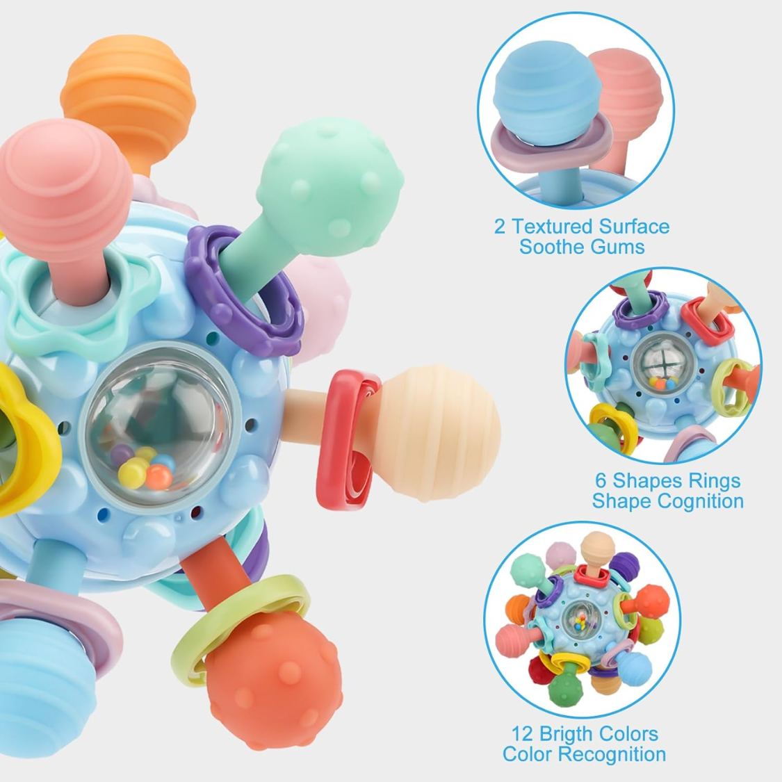 Baby Montessori Sensory Toys For  Baby Teether Teething Toys For Babies 0 3 6 9 12 18 Months Newborn Infant Learning Developmental Toys