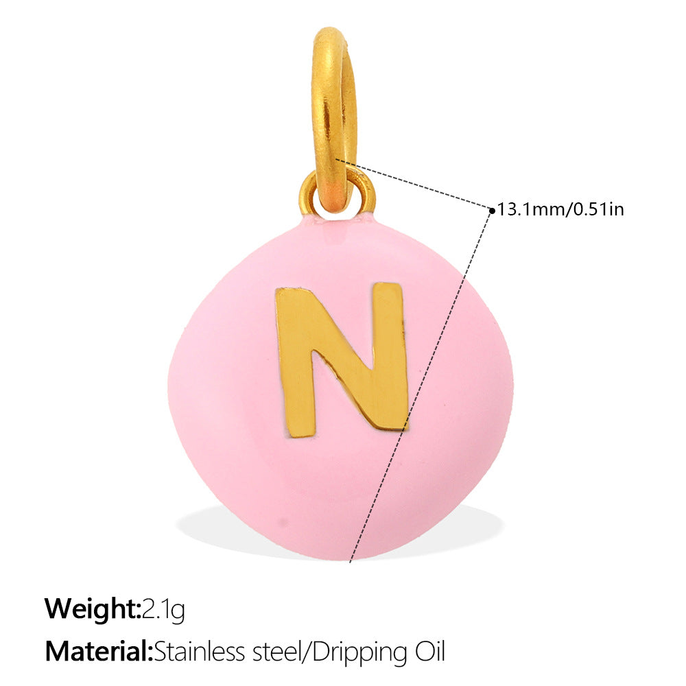Dopamine Color Blending 26 Letter Bead Bead Pendant - Stainless Steel - Suitable For DIY Hand Chains And Necklaces Accessories