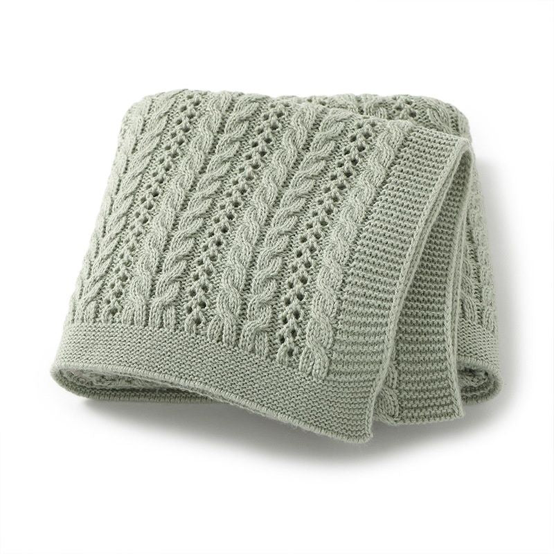 Ins Best-selling Solid-color Knitted Blanket For Babies Unisex