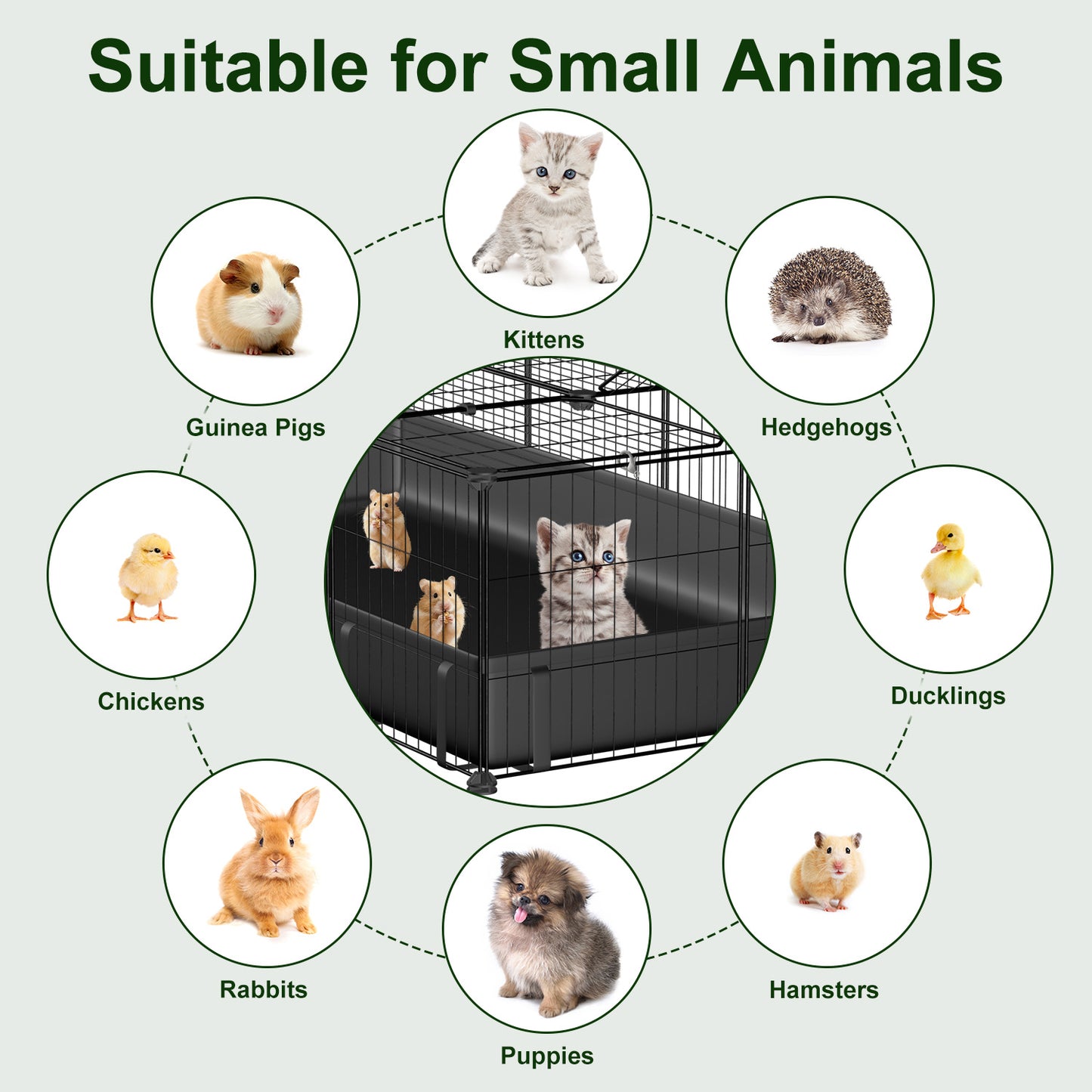 47x24x12IN Guinea Pig Cage Small Animal Playpen DIY Metal Pet Enclosure With 20 Panels Waterproof Floor Mat For Hedgehogs Chickens Ducklings Rabbits Hamsters