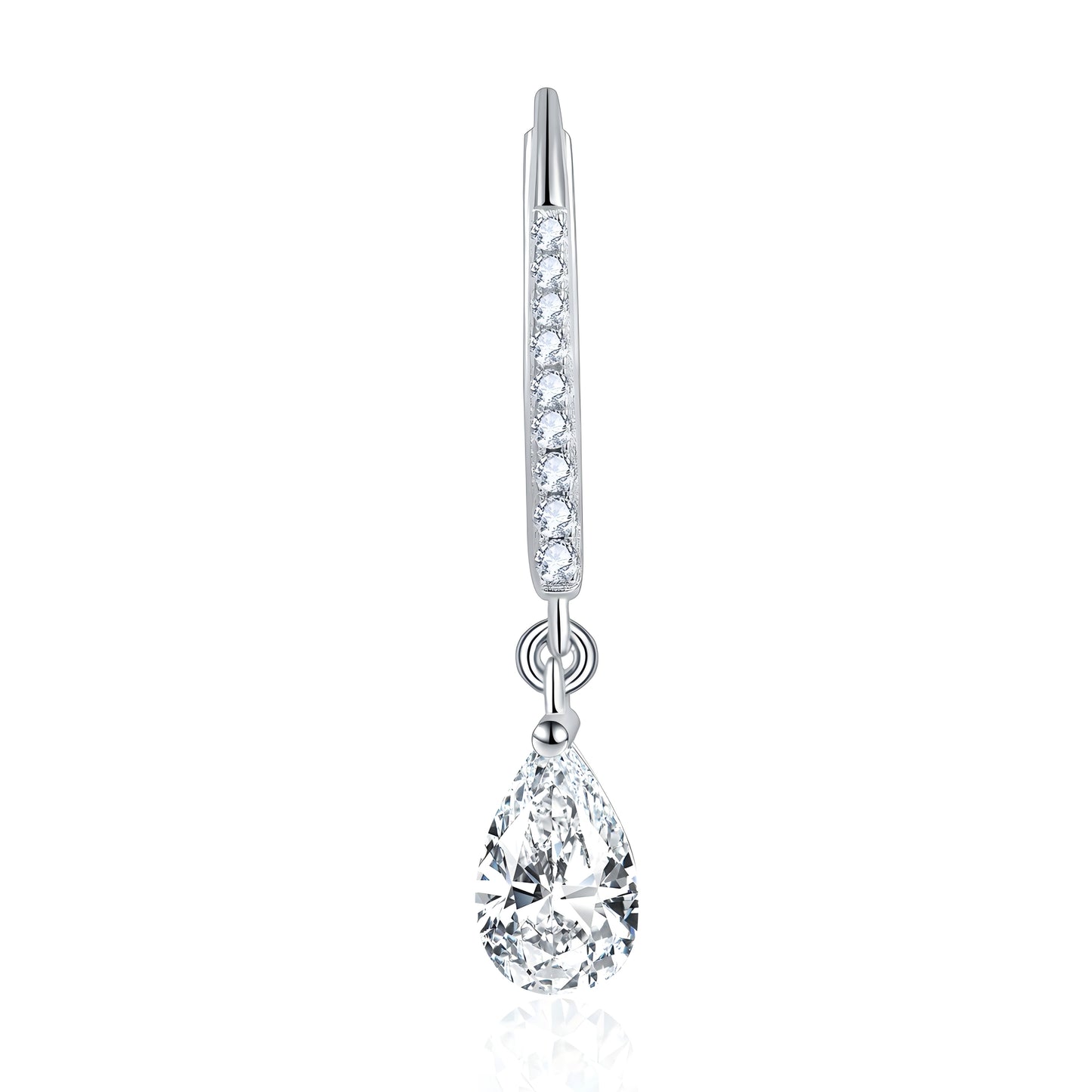 S925 Sterling Silver 5x8mm Pear Cut Moissanite Dangle Earrings  Teardrop Drop With Pave Hoop & GRA Certificate Platinum Plated Jewelry Gift Box Set For Women